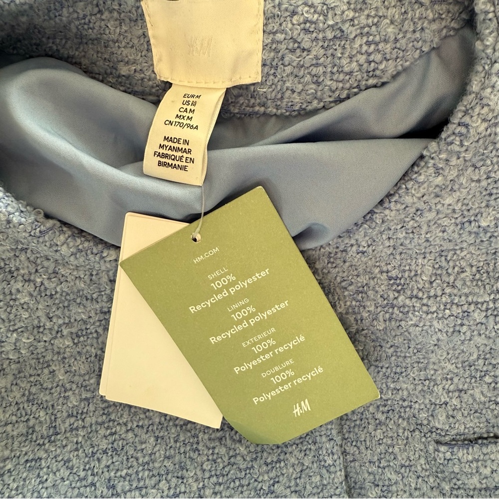 H&M NWT BLUE CROPPED TWEED COAT - Picture 6 of 6